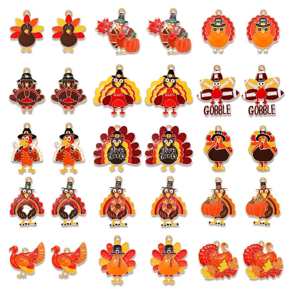 4183 40/50PCS Fall Charms for Jewelry Making, Thanksgiving Pumpkin Maple